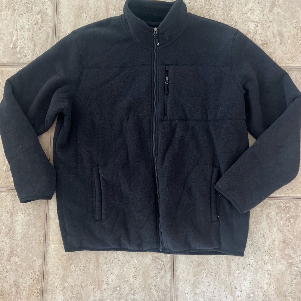 32 Degrees Men's Black Zip Up Fleece Sweater